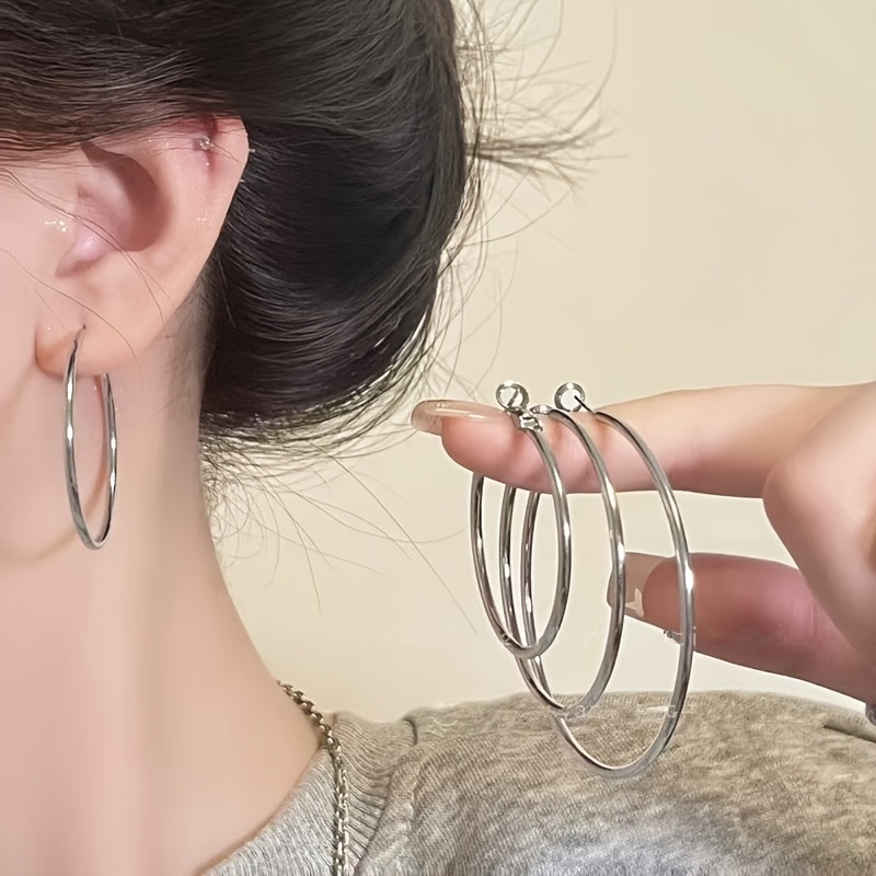 Metal Hoop Earrings Round Studs Various Sizes Classic
